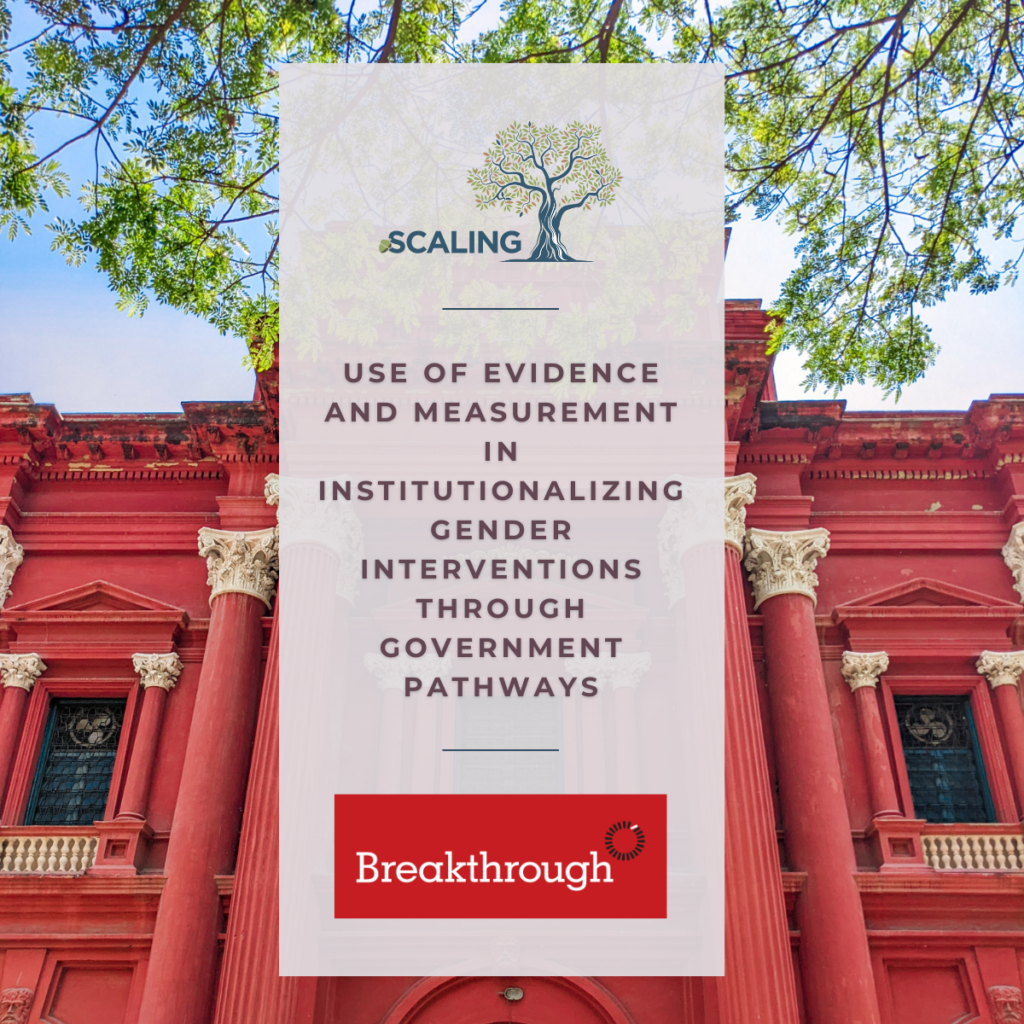 Use of evidence and measurement in institutionalising gender interventions through government pathways