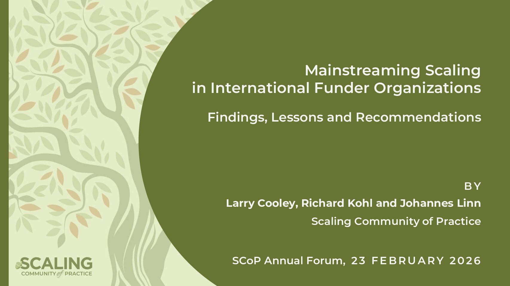 Mainstreaming Scaling Synthesis Summary